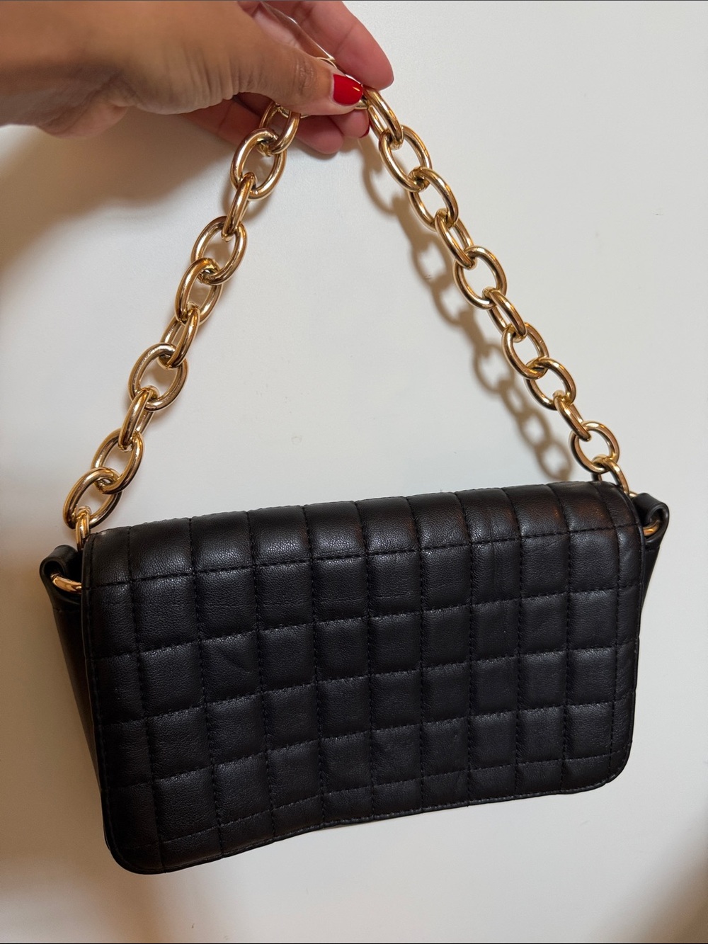 Urban Expressions Black Quilted Crossbody with Gold Chain